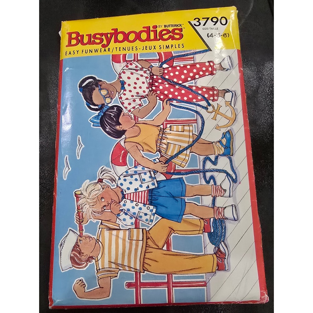 Vintage Butterick 3790 Busybodies Kids Sewing Pattern Jacket Top Pants Size 4-6